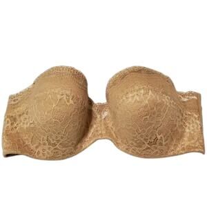 b.tempt’d Women’s Strapless Bandeau Bra Brown Lace